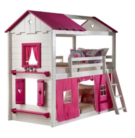 Tempat Tidur Tingkat Kayu Pink Minimalis