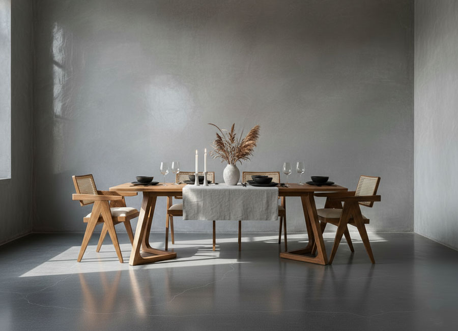 Meja Kayu Jati Persegi Panjang Model Twist