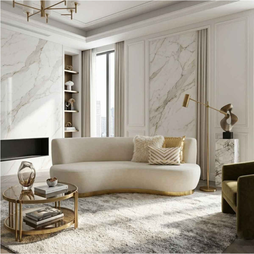 Sofa Melengkung Eclipse, Kaki Emas